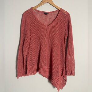 🚩 Final Sale- Eileen Fisher | Linen Blend Asymmetrical Hem Open Knit Sweater